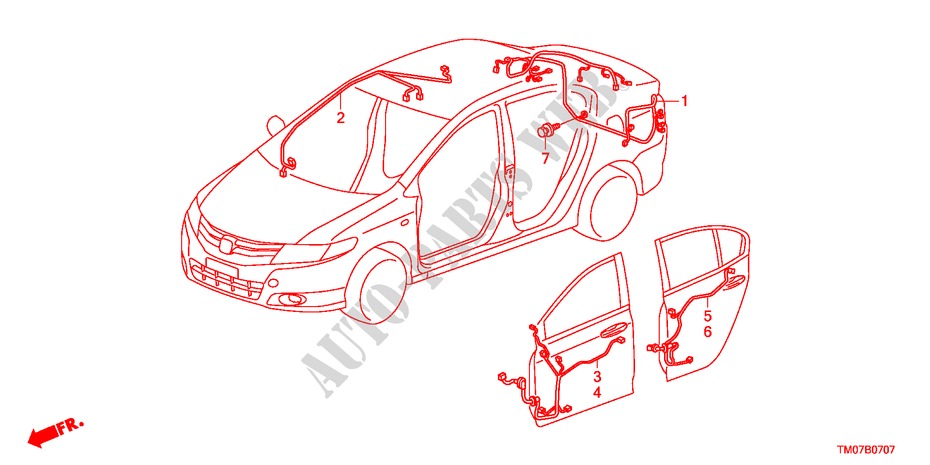 FAISCEAU DES FILS(4)(RH) pour Honda BALLADE VTI-L 4 Portes 5 vitesses automatique 2011