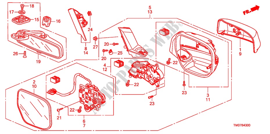MIROIR(1) pour Honda BALLADE VTI-L 4 Portes 5 vitesses automatique 2011