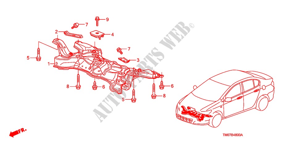 SOUS CHASSIS AVANT pour Honda BALLADE VTI-L 4 Portes 5 vitesses automatique 2011