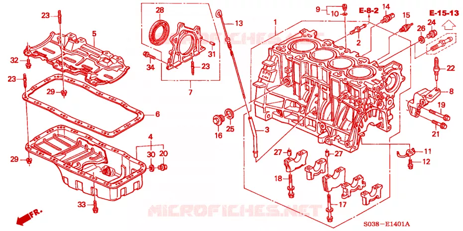BLOC-CYLINDRES/CARTER D'HUILE (DOHC VTEC) Honda  CIVIC 1996 VTI R 5 vitesses manuelles 