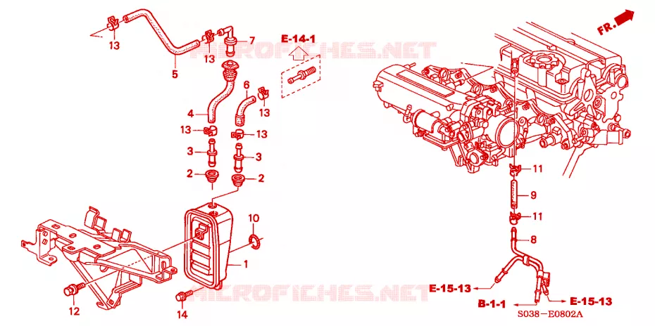 CHAMBRE DE RENIFLARD (DOHC VTEC) Honda  CIVIC 1996 VTI R 5 vitesses manuelles 