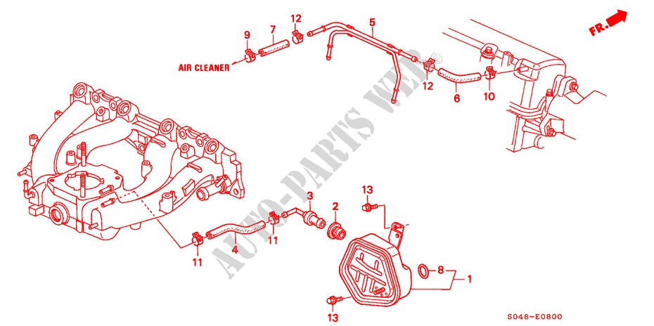 CHAMBRE DE RENIFLARD (EX/EXI 1.5L/LXI) pour Honda CIVIC EXI 4 Portes 4 vitesses automatique 1997