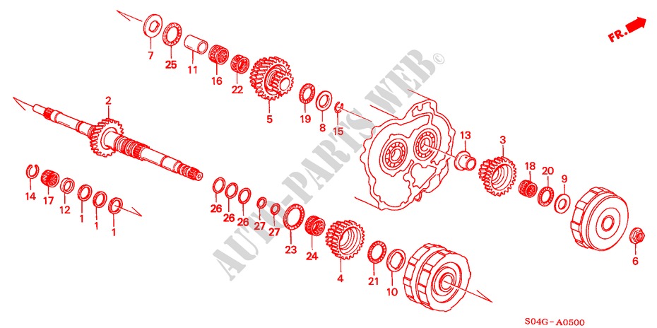 ARBRE PRINCIPAL(1.5L SOHC) pour Honda CIVIC LXI 4 Portes 4 vitesses automatique 2000