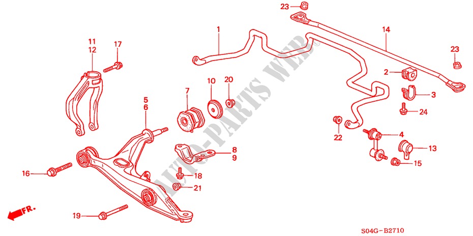 STABILISATEUR AVANT/ BRAS INFERIEUR AVANT pour Honda CIVIC LXI 4 Portes 4 vitesses automatique 2000