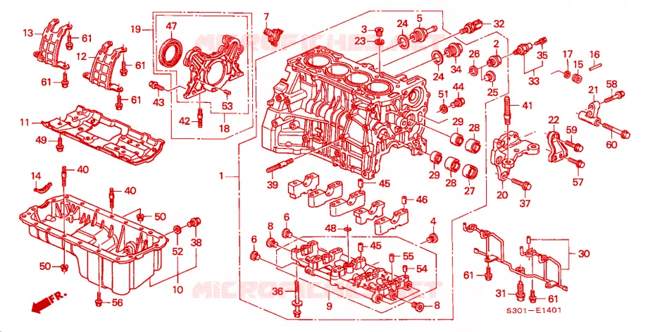 BLOC-CYLINDRES/CARTER D'HUILE (DOHC VTEC) Honda  PRELUDE 2000 VTI R 5 vitesses manuelles 