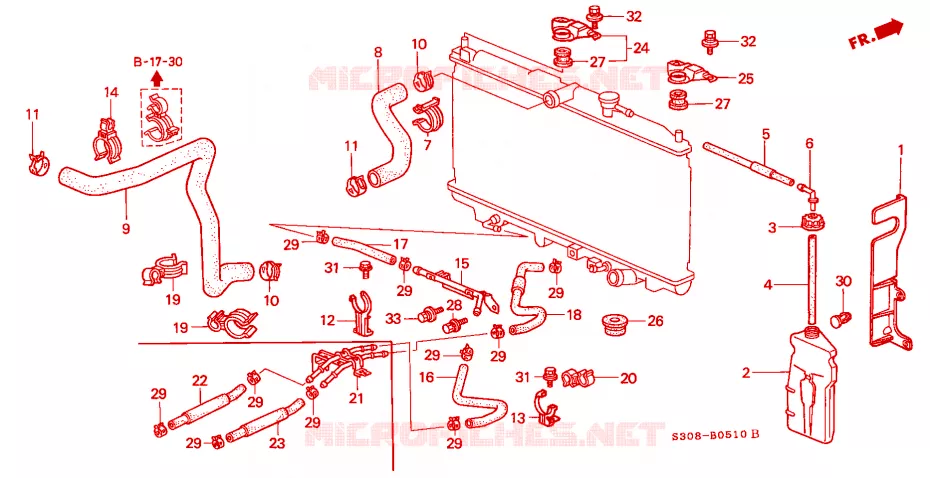 FLEXIBLE DE RADIATEUR Honda  PRELUDE 1997 VTI R 5 vitesses manuelles 