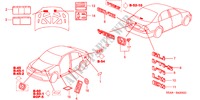 EMBLEMES/ETIQUETTES DE PRECAUTIONS pour Honda CIVIC VTI      HONG KONG 4 Portes full automatique 2001