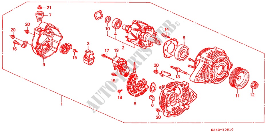 ALTERNATEUR(DENSO) (L4) pour Honda ACCORD 2.3VTI 4 Portes 5 vitesses manuelles 2000