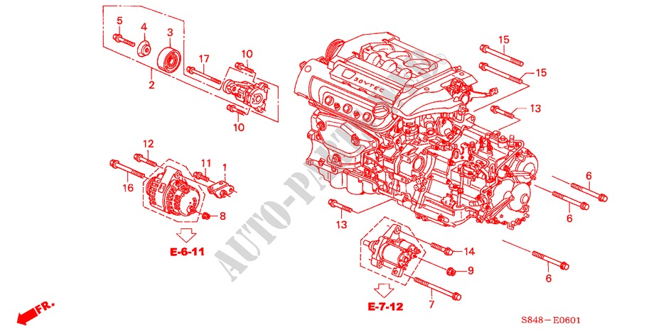 ARMATURE D'ALTERNATEUR(V6) pour Honda ACCORD V6 4 Portes 4 vitesses automatique 2000