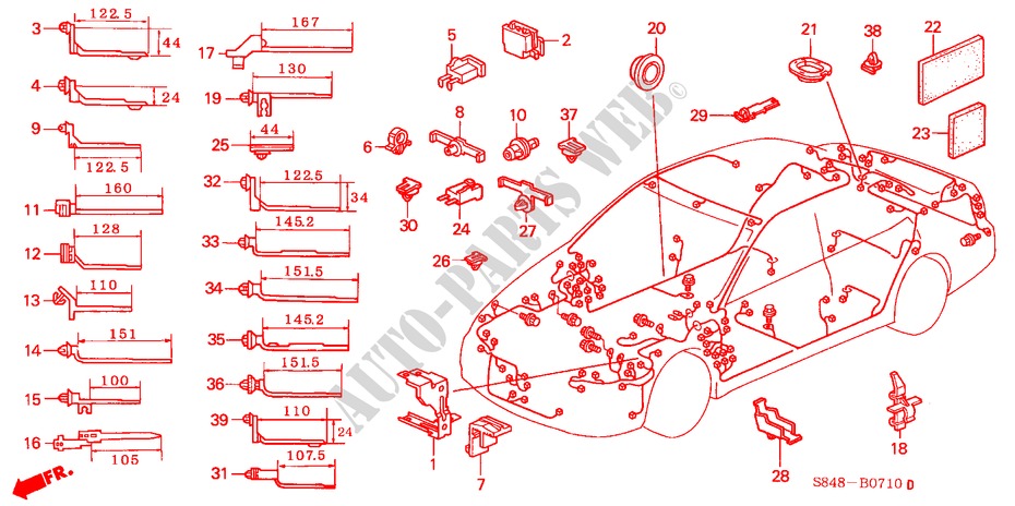 ATTACHE DE FAISCEAU/SUPPORT pour Honda ACCORD V6 4 Portes 4 vitesses automatique 2000