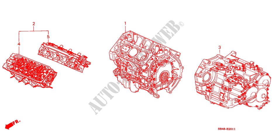 ENS. DE MOTEUR/ ENS. BOITE DE VITESSES(V6) pour Honda ACCORD V6 4 Portes 4 vitesses automatique 2000