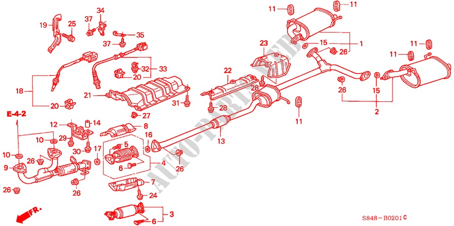 TUYAU D'ECHAPPEMENT(V6) pour Honda ACCORD 3.0SIR 4 Portes 4 vitesses automatique 2001