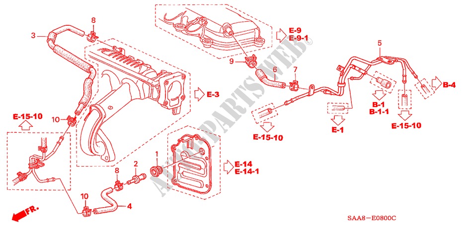 TUYAU DE RENIFLARD pour Honda JAZZ 1.3LX 5 Portes full automatique 2005