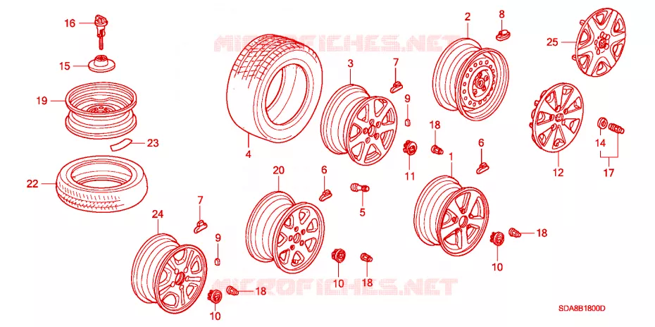 PNEU/DISQUES DE ROUES Honda  ACCORD 2004 2.0 VTIL 5 vitesses manuelles 