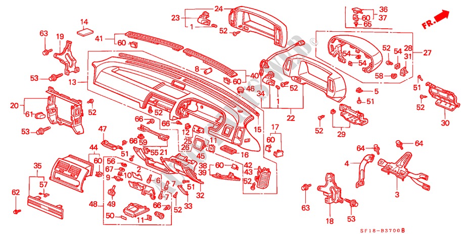 PANNEAU D'INSTRUMENT(RH) pour Honda PRELUDE 4WS 2.0 SI 2 Portes 4 vitesses automatique 1988