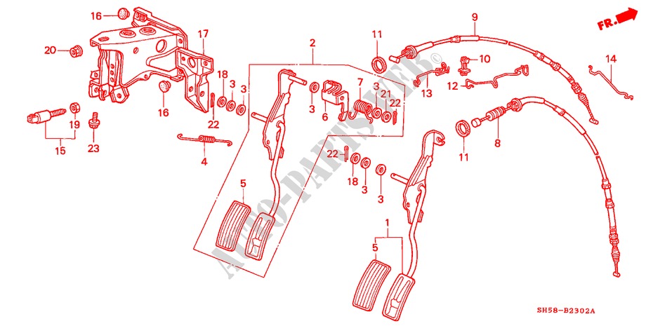 PEDALE D'ACCELERATEUR(2) pour Honda CIVIC SHUTTLE GL 5 Portes 5 vitesses manuelles 1990