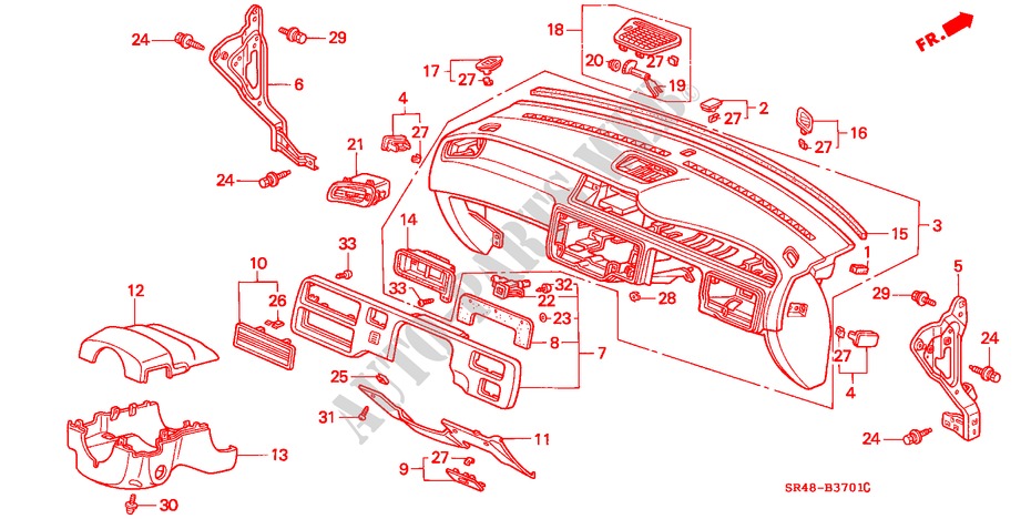 PANNEAU D'INSTRUMENT(RH) pour Honda CIVIC 1.5EL 4 Portes 5 vitesses manuelles 1992