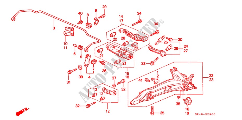 STABILISATEUR ARRIERE/ BRAS INFERIEUR ARRIERE pour Honda CIVIC 1.5VEI 4 Portes 5 vitesses manuelles 1993