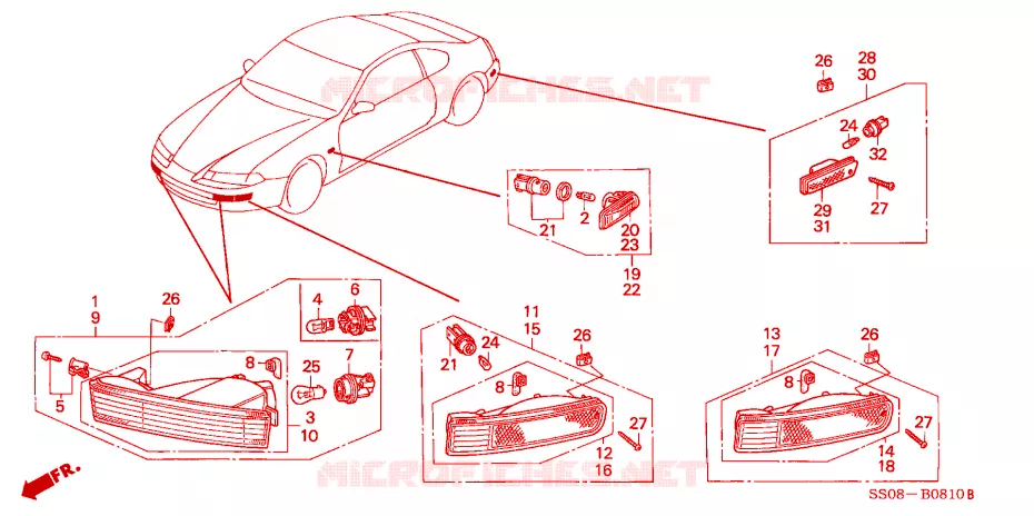 FEUX AVANT COMBINES Honda  PRELUDE 1994 VTI R 5 vitesses manuelles 