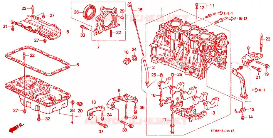 BLOC-CYLINDRES/CARTER D'HUILE (2) Honda  INTEGRA 1998 GS-R 4 vitesses automatique 
