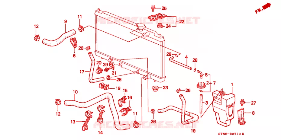 FLEXIBLE DE RADIATEUR Honda  INTEGRA 1997 GS-R 4 vitesses automatique 