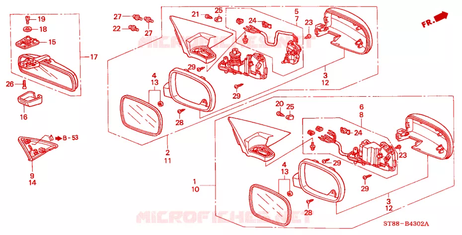 MIROIR('97-) Honda  INTEGRA 2001 GS-R 4 vitesses automatique 