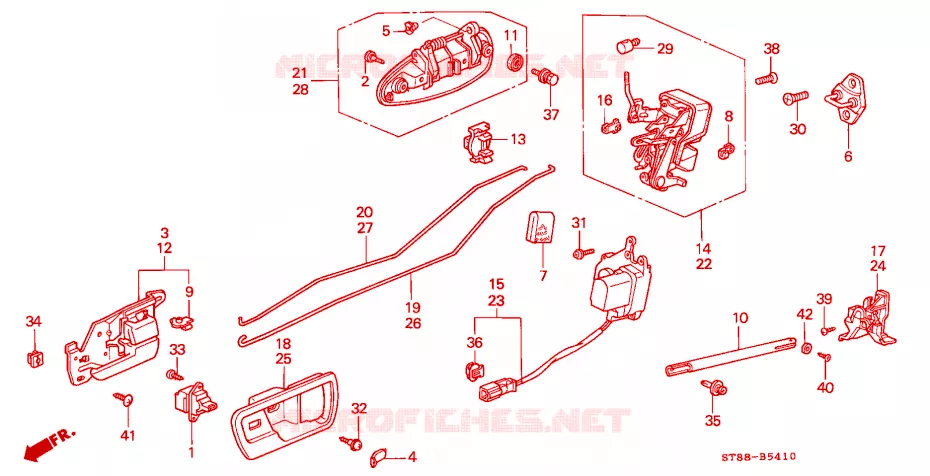SERRURES PORTES ARRIERE Honda  INTEGRA 2000 GS-R 4 vitesses automatique 