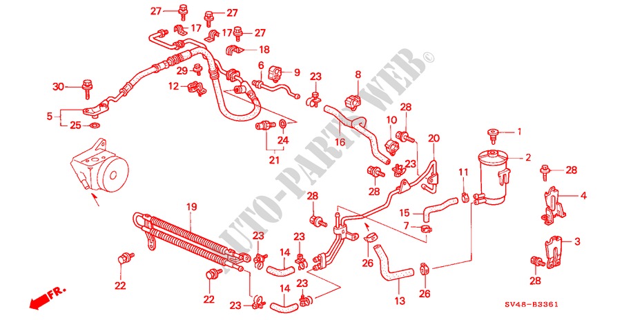 CANALISATIONS P.S.(RH) pour Honda ACCORD VTI 4 Portes 5 vitesses manuelles 1995