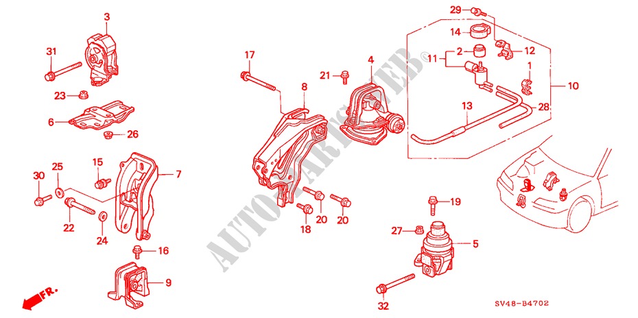 SUPPORTS DE MOTEUR(3) pour Honda ACCORD EX 4 Portes 4 vitesses automatique 1994