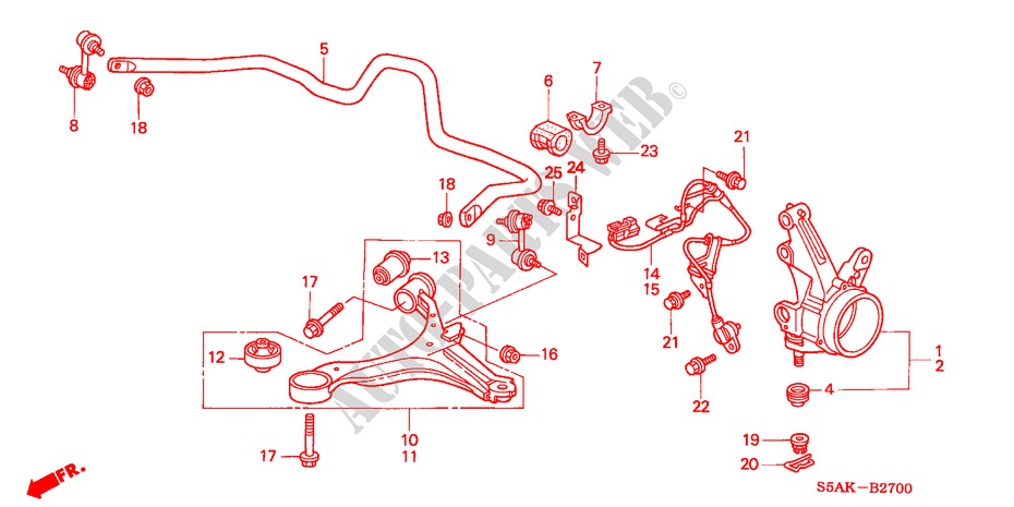 ARTICULATION pour Honda CIVIC VTI 4 Portes 5 vitesses manuelles 2001