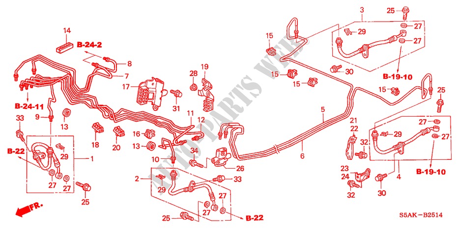 CONDUITES DE FREIN(ABS)(RH)(2) pour Honda CIVIC 2.0IVT 4 Portes 5 vitesses automatique 2004