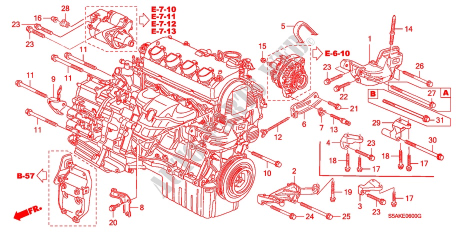 SUPPORT DE MOTEUR pour Honda CIVIC 1.4S 4 Portes 4 vitesses automatique 2004