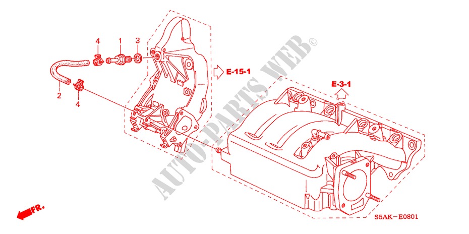 TUBE DE RENIFLARD(2.0L) pour Honda CIVIC 2.0IVT 4 Portes 5 vitesses automatique 2004