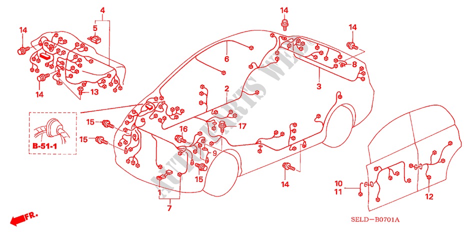 FAISCEAU DES FILS(RH) pour Honda CITY V 4 Portes full automatique 2005