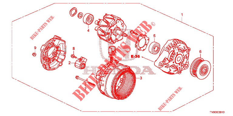 ALTERNATEUR (DENSO) (DIESEL) pour Honda CIVIC DIESEL 1.6 EXECUTIVE 5 Portes 6 vitesses manuelles 2015