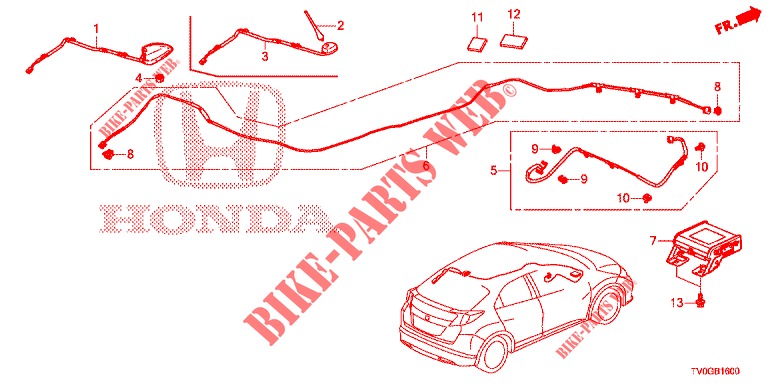 ANTENNE (LH) pour Honda CIVIC DIESEL 1.6 EXECUTIVE 5 Portes 6 vitesses manuelles 2015