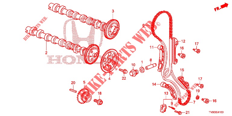 ARBRE A CAMES/CHAINE A CAMES (DIESEL) pour Honda CIVIC DIESEL 1.6 EXECUTIVE 5 Portes 6 vitesses manuelles 2015