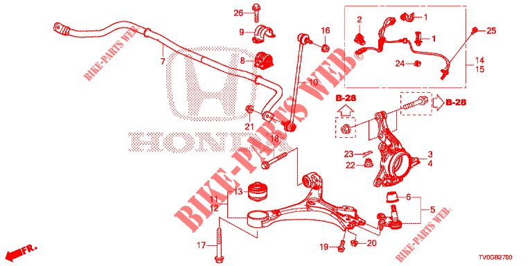 ARTICULATION AVANT pour Honda CIVIC DIESEL 1.6 EXECUTIVE 5 Portes 6 vitesses manuelles 2015