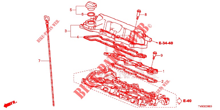 COUVERCLE DE CULASSE (DIESEL) pour Honda CIVIC DIESEL 1.6 EXECUTIVE 5 Portes 6 vitesses manuelles 2015