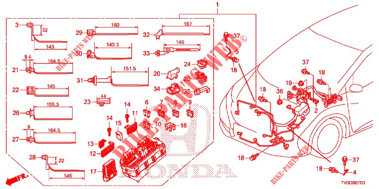 FAISCEAU DES FILS (1) (LH) pour Honda CIVIC DIESEL 1.6 EXECUTIVE 5 Portes 6 vitesses manuelles 2015