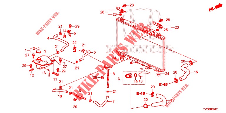 FLEXIBLE DE RADIATEUR/RESERVOIR DE RESERVE (DIESEL) pour Honda CIVIC DIESEL 1.6 EXECUTIVE 5 Portes 6 vitesses manuelles 2015