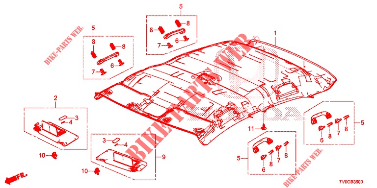 GARNITURE DE PLAFOND pour Honda CIVIC DIESEL 1.6 EXECUTIVE 5 Portes 6 vitesses manuelles 2015