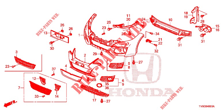 PARE CHOCS AVANT pour Honda CIVIC DIESEL 1.6 EXECUTIVE 5 Portes 6 vitesses manuelles 2015