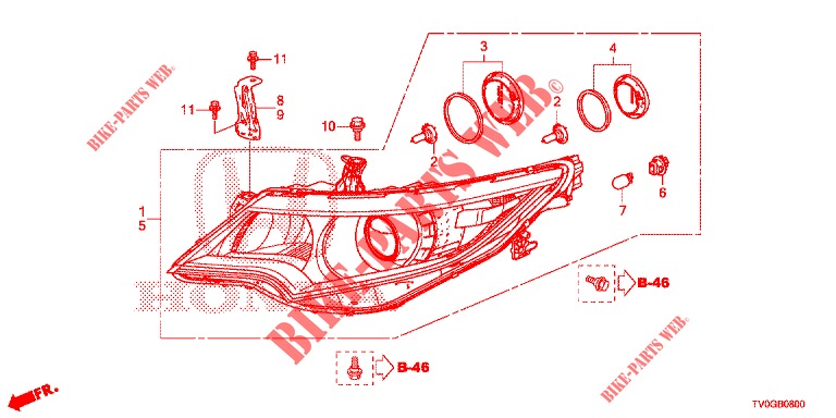 PROJECTEUR pour Honda CIVIC DIESEL 1.6 EXECUTIVE 5 Portes 6 vitesses manuelles 2015