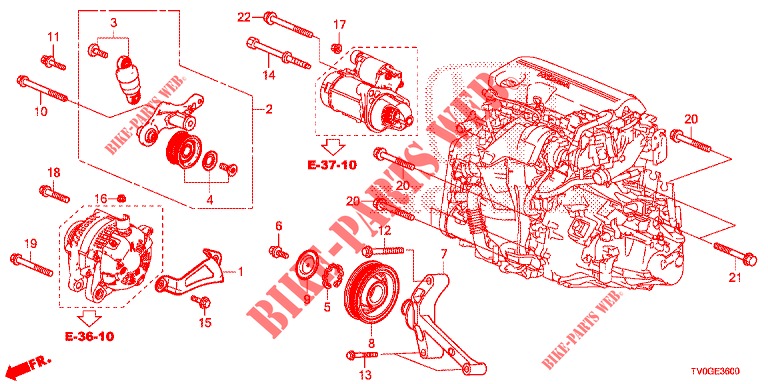 TENDEUR AUTOMATIQUE (DIESEL) pour Honda CIVIC DIESEL 1.6 EXECUTIVE 5 Portes 6 vitesses manuelles 2015