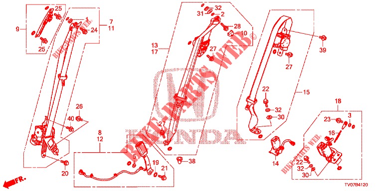 CEINTURES DE SECURITE pour Honda CIVIC 1.8 EXECUTIVE 5 Portes 5 vitesses automatique 2013