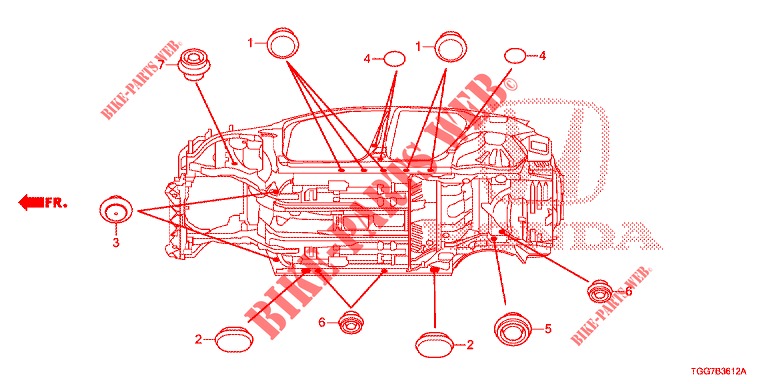 ANNEAU (INFERIEUR) pour Honda CIVIC  1.0 COMFORT 5 Portes 6 vitesses manuelles 2017
