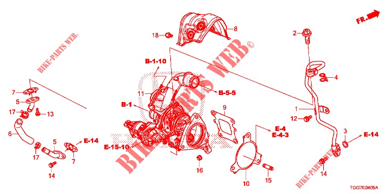 TURBOCOMPRESSEUR (1,0 L) pour Honda CIVIC  1.0 COMFORT 5 Portes 6 vitesses manuelles 2017