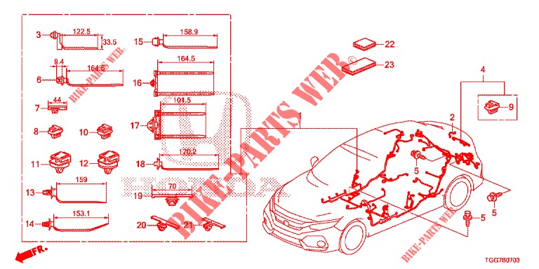 FAISCEAU DES FILS (4) (LH) pour Honda CIVIC 1.0 MID 5 Portes 6 vitesses manuelles 2018