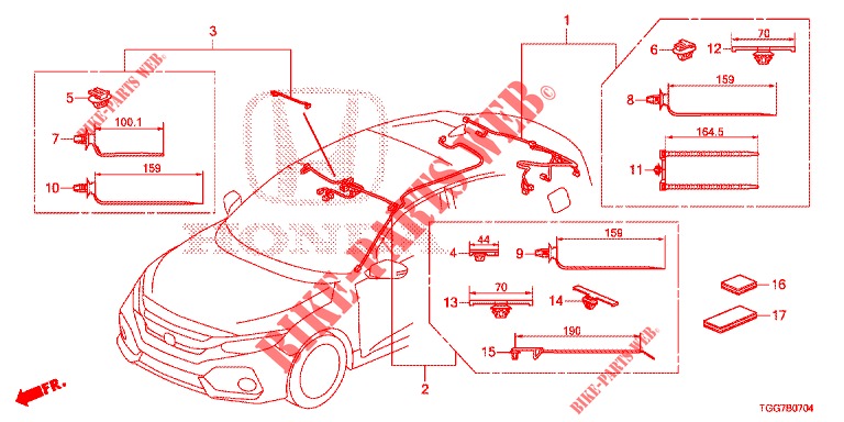 FAISCEAU DES FILS (5) (LH) pour Honda CIVIC 1.0 MID 5 Portes 6 vitesses manuelles 2018